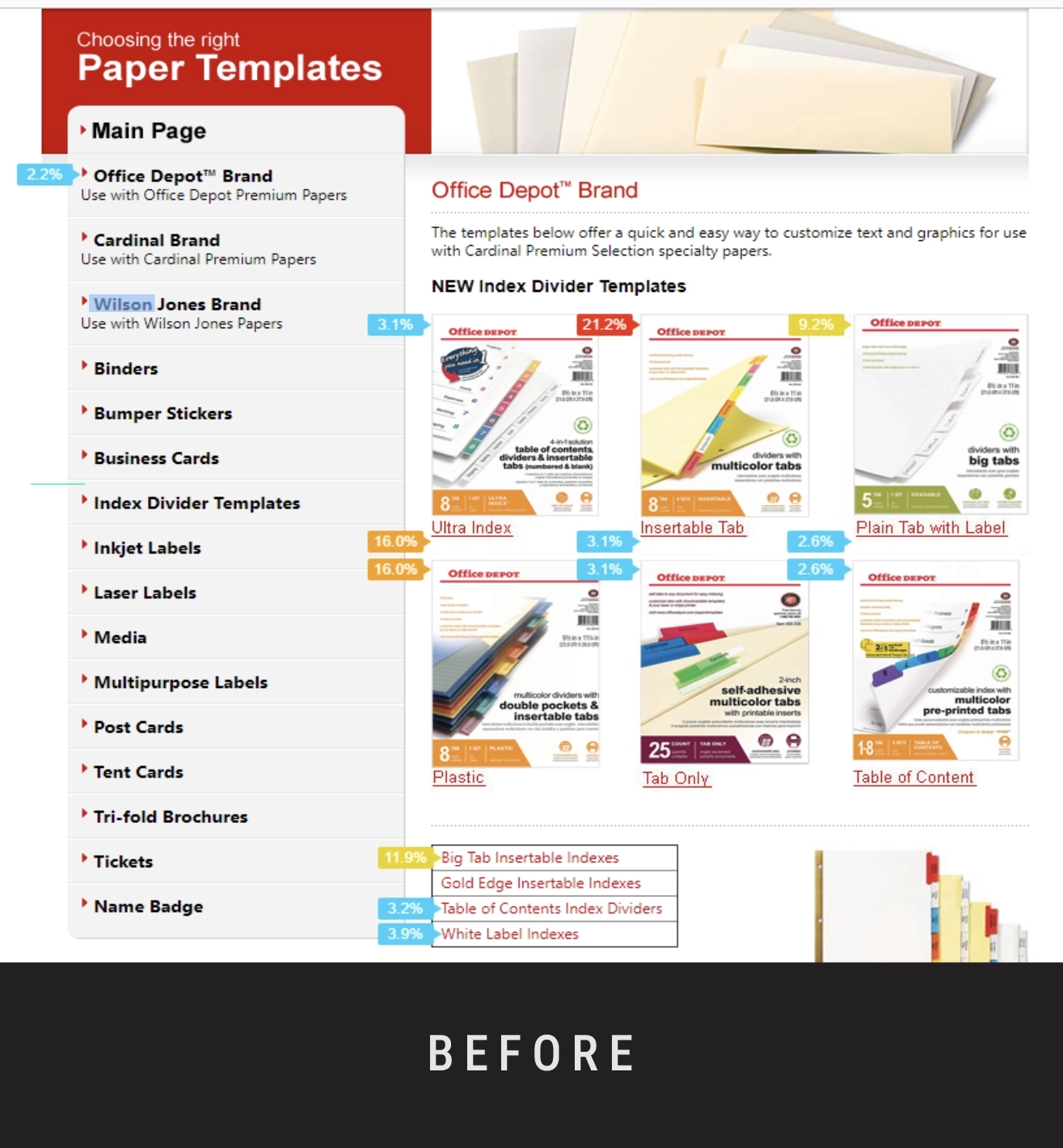 Office Depot | Paper Templates Web UX/UI